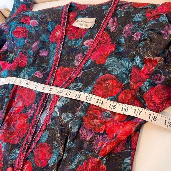 Vintage 80s Floral Print Beaded Trim Blazer Size 12 - Picture 7 of 7